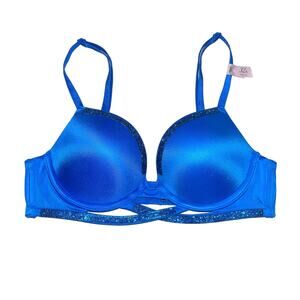 Victoria's Secret Very Sexy Shine Cradle Push-Up Bra Shocking Blue Size 32A